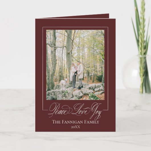 Peace Love Joy Elegant Holiday Card カード (正面)