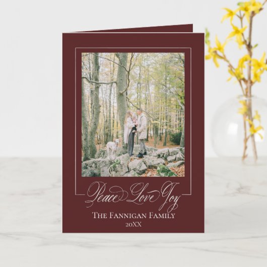 Peace Love Joy Elegant Holiday Card カード (黄色い花)