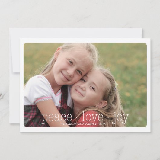 Peace, Love, Joy Holiday Photocard - Red シーズンカード (正面)
