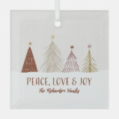 Peace Love & Joy Holidays Christmas Holiday Trees ガラスオーナメント (正面)