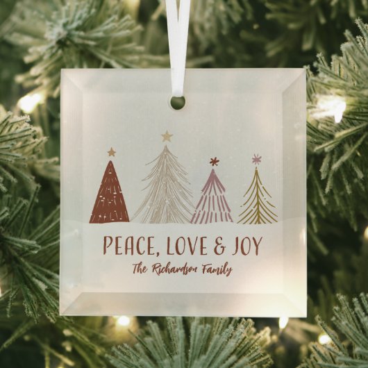 Peace Love & Joy Holidays Christmas Holiday Trees ガラスオーナメント (インサイチュ)