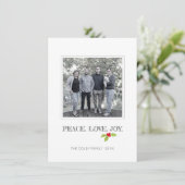 Peace Love Joy Holly Merry Christmas Holiday写真 シーズンカード (スタンド正面)