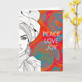 Peace. Love. Joy. – Inspirational Art Greeting Car カード (黄色い花)