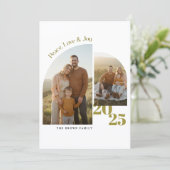 Peace Love Joy Minimalist Family Christmas Photo シーズンカード (スタンド正面)