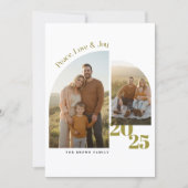 Peace Love Joy Minimalist Family Christmas Photo シーズンカード (正面)