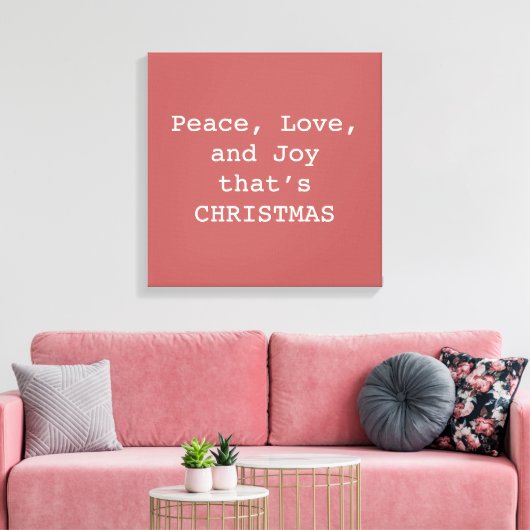 Peace, Love & Joy – Personalized Christmas Quote O キャンバスプリント (インサイチュ (リビング))
