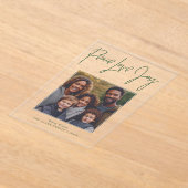 "Peace Love Joy" Photo Holiday アクリル招待状 (レイダウン)