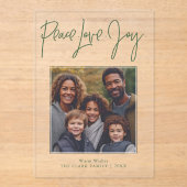 "Peace Love Joy" Photo Holiday アクリル招待状 (正面)
