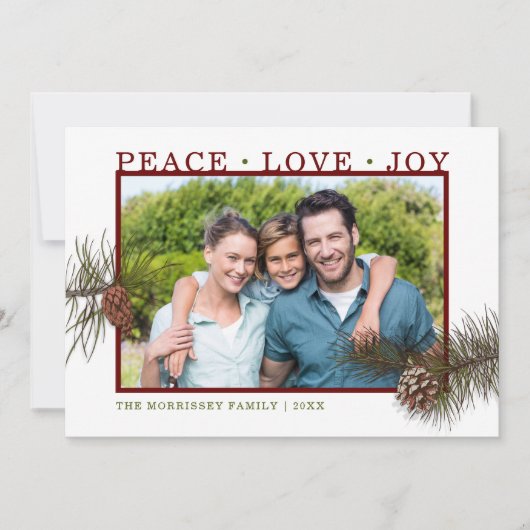 Peace Love Joy Pine Cone写真 シーズンカード (正面)