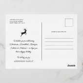 Peace Love & Joy Plaid Pattern家族写真 箔シーズンポストカード (裏面)