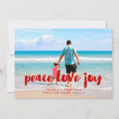Peace Love Joy Red Christmas Family Photo シーズンカード (正面)