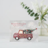 Peace Love & Joy Red Toy Truck Delivery シーズンポストカード (スタンド正面)