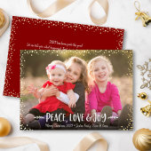 Peace Love Joy Scriptクリスマスフォト実在金ゴールド 箔シーズンカード