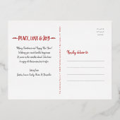 Peace Love Joy Scriptクリスマスフォト実在金ゴールド 箔シーズンポストカード (裏面)