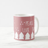 Peace Love Joy Scriptソフトピンクのクリスマスコーヒー コーヒーマグカップ (正面右)