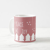 Peace Love Joy Scriptソフトピンクのクリスマスコーヒー コーヒーマグカップ (正面左)