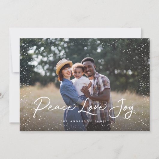 Peace Love Joy Script雪写真 シーズンカード (正面)