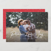 Peace Love Joy Script雪写真 シーズンカード (正面/裏面)