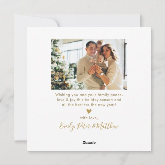 Peace Love Joy Script 4 Photo Collageクリスマス シーズンカード (裏面)