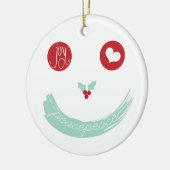 Peace Love Joy Smiling顔おもしろいクリスマスフォト セラミックオーナメント (左)