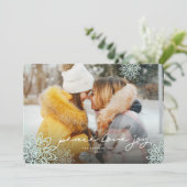Peace Love Joy Snowflakesクリスマスエレガント写真 シーズンカード (スタンド正面)