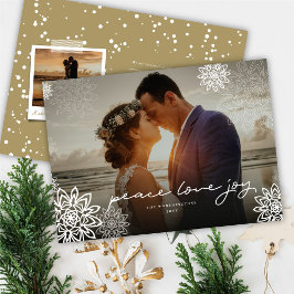 Peace Love Joy Snowflakesクリスマスエレガント写真 シーズンカード