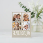 Peace Love Joy Taupe - 4 Photo Collage シーズンポストカード (スタンド正面)