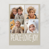 Peace Love Joy Taupe - 4 Photo Collage シーズンポストカード (正面)