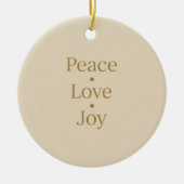Peace Love Joy Typography Minimalist セラミックオーナメント (正面)