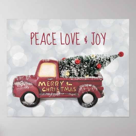 Peace Love & Joy w/ RedToy Truck Merry Christmas ポスター (正面)