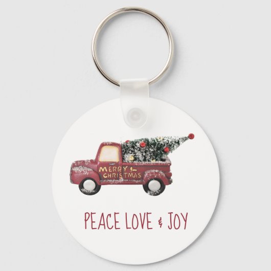 Peace Love & Joy with RedToy Truck Merry Christmas キーホルダー (正面)
