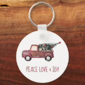 Peace Love & Joy with RedToy Truck Merry Christmas キーホルダー (正面)