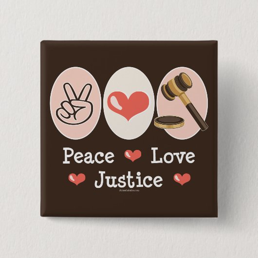 Peace Love Justiceジャジャッジボタン 缶バッジ (正面)
