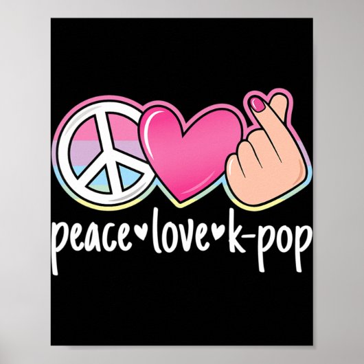 Peace Love K-ポップ・アートのCute Kpop Music Anime Lover ポスター (正面)
