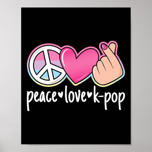 Peace Love K-ポップ・アートのCute Kpop Music Anime Lover ポスター (正面)