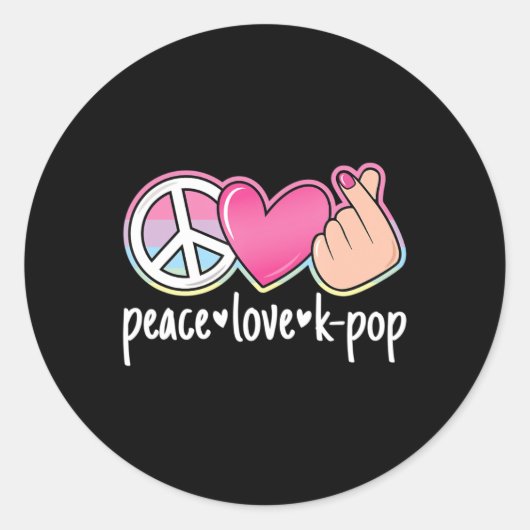 Peace Love K-ポップ・アートのCute Kpop Music Anime Lover ラウンドシール (正面)