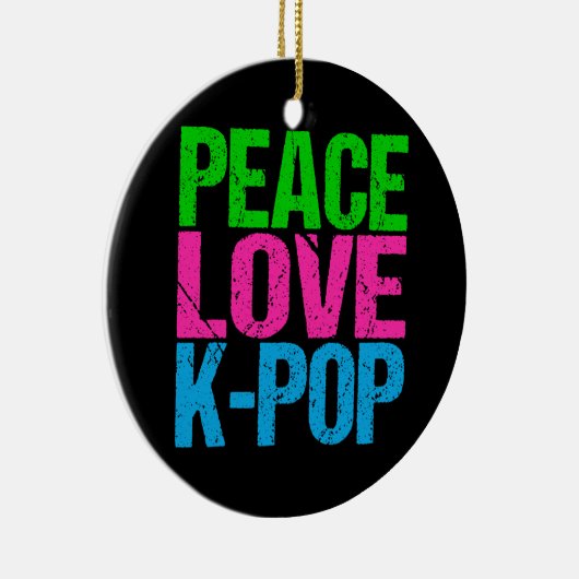 Peace Love K-Music韓国ポップ・アートののクリスマスポップ・アートの セラミックオーナメント (右)