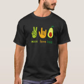 Peace Love Keto Funny Painter Avocado Hand Sign De Tシャツ (正面)