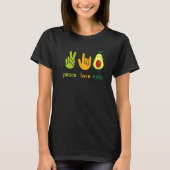 Peace Love Keto Funny Painter Avocado Hand Sign De Tシャツ (正面)