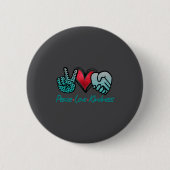 Peace Love Kindness Symbols Teal Design  缶バッジ (正面)