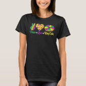 Peace Love King Cake Funny Mardi Gras Festival Par Tシャツ (正面)