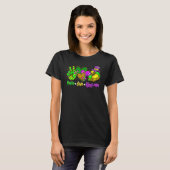 Peace Love King Cake Funny Mardi Gras Party Carniv Tシャツ (正面フル)
