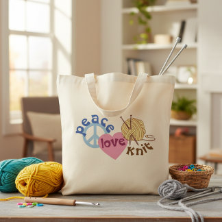 Peace Love Knit Yarn and Knitting Supplies Tote トートバッグ