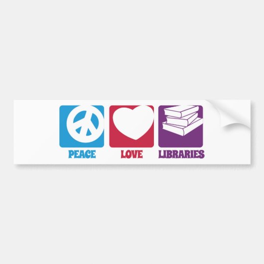 Peace Love Librariesバンパーステッカー バンパーステッカー (正面)