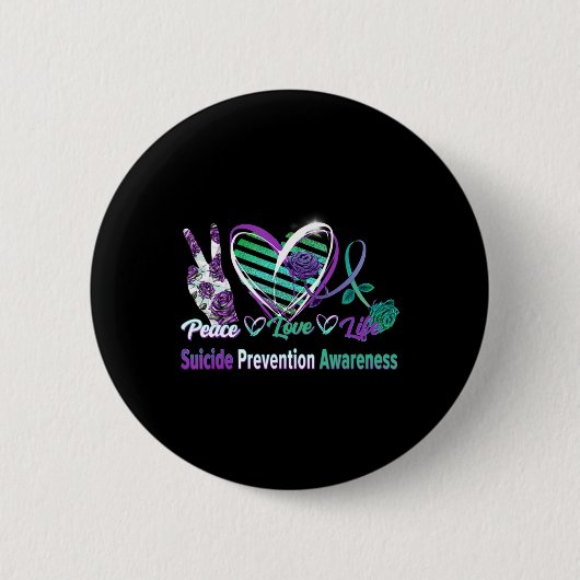 Peace Love Life Suicide Awareness Semi Colon Gift 缶バッジ (正面)