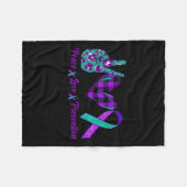 Peace Love Life Suicide Awareness Womens Semi Colo フリースブランケット (正面(横))