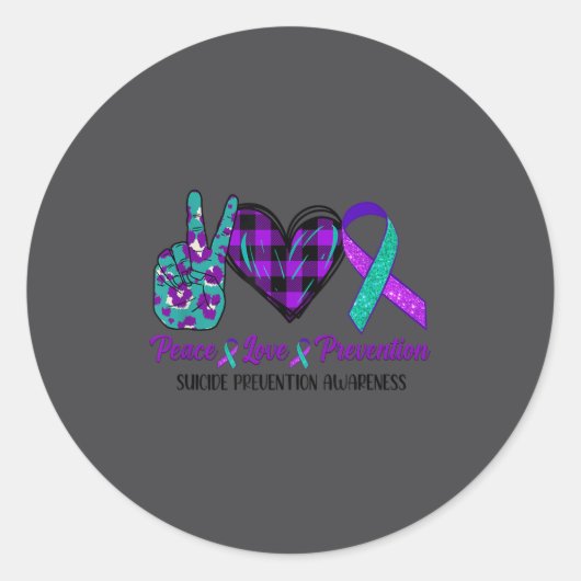 Peace Love Life Suicide Awareness Womens Semi Colo ラウンドシール (正面)