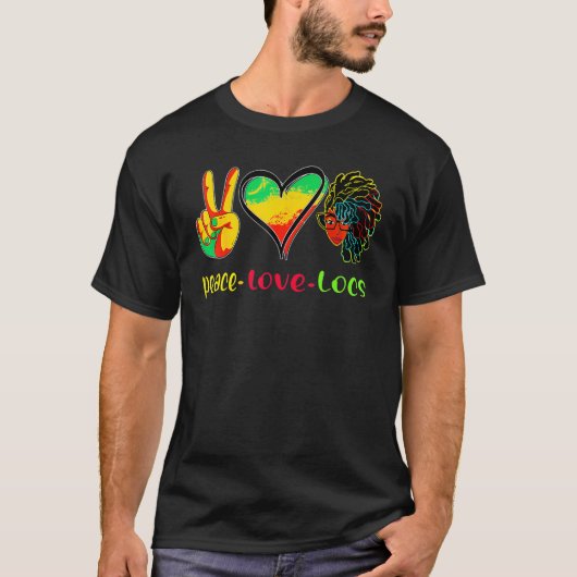 Peace Love Locs Black History Month African Woman_ Tシャツ (正面)
