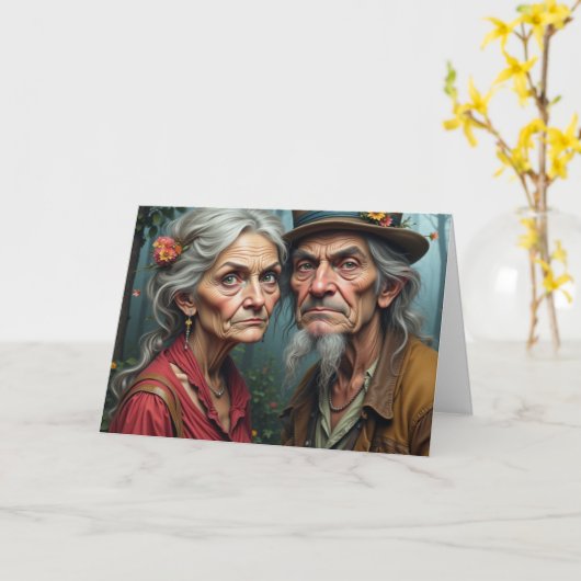 Peace Love & Longevity Wrinkled Rebels Couple Card カード (黄色い花)