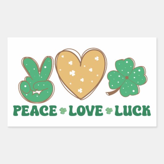 Peace Love Luckスタンプ 長方形シール (正面)